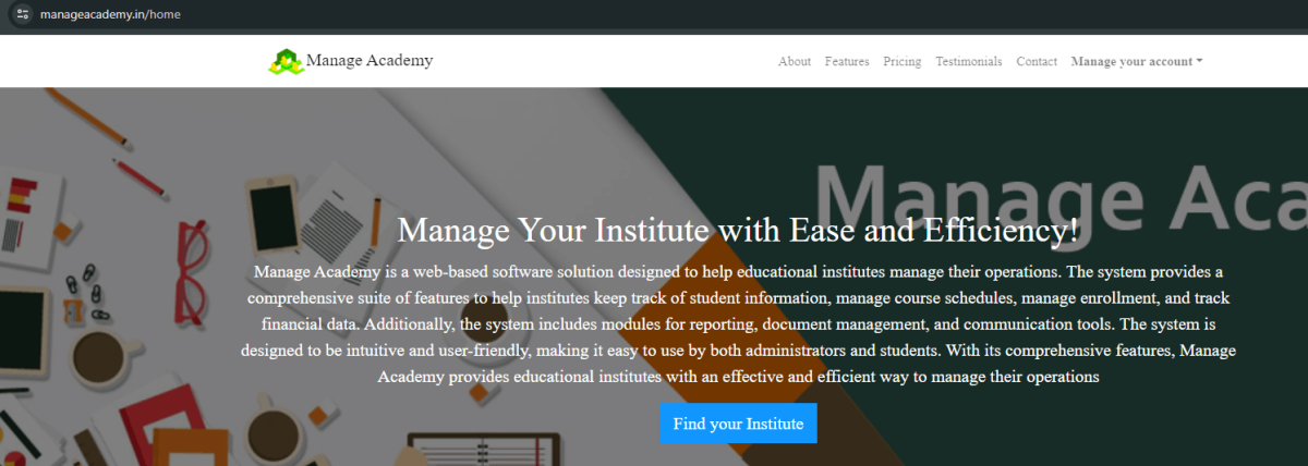 Manage Academy Web Application by Innobuz Technologies